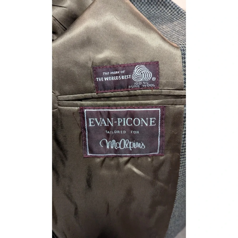 Vtg Evan Picone Wool 48 R Brown TWEED BLAZER SPORTS COAT USA Union Made Timeless